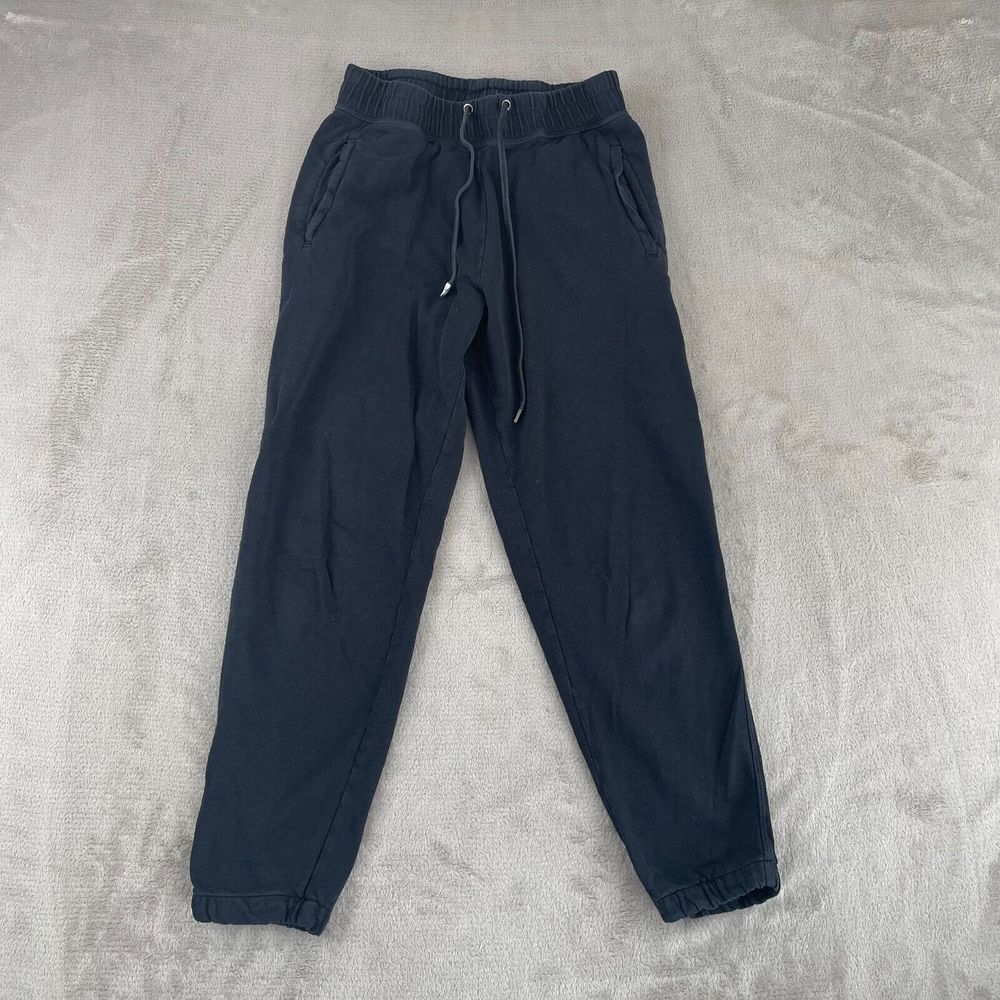 James Perse Pants Joggers Women 1 Small Black Solid Pull-On Drawstring Sweatpant